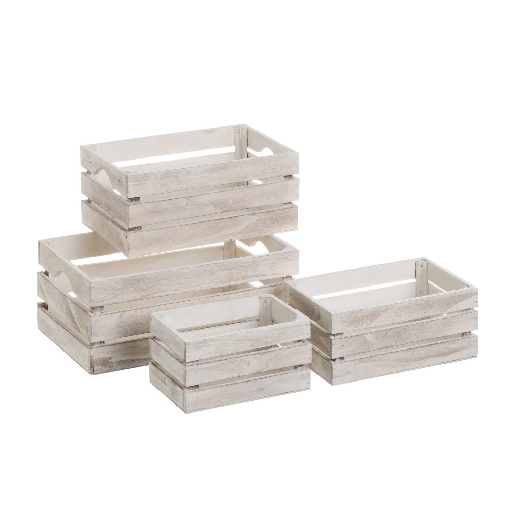 Set de 4 cajas organizadoras de madera gris -