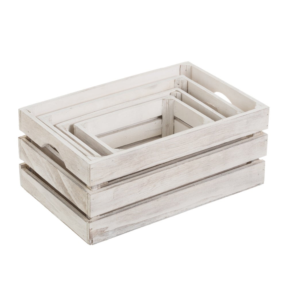 Set de 4 cajas organizadoras de madera gris