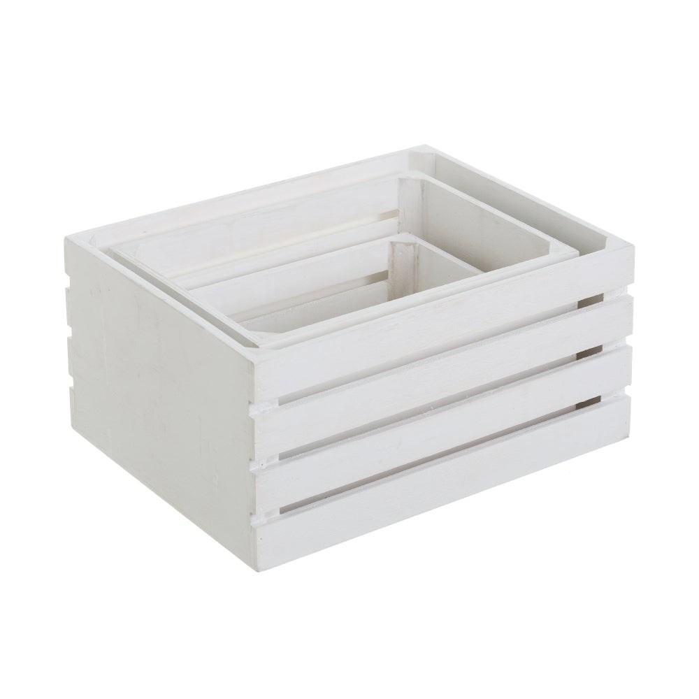 Set de 3 cajas organizadoras de madera blancas