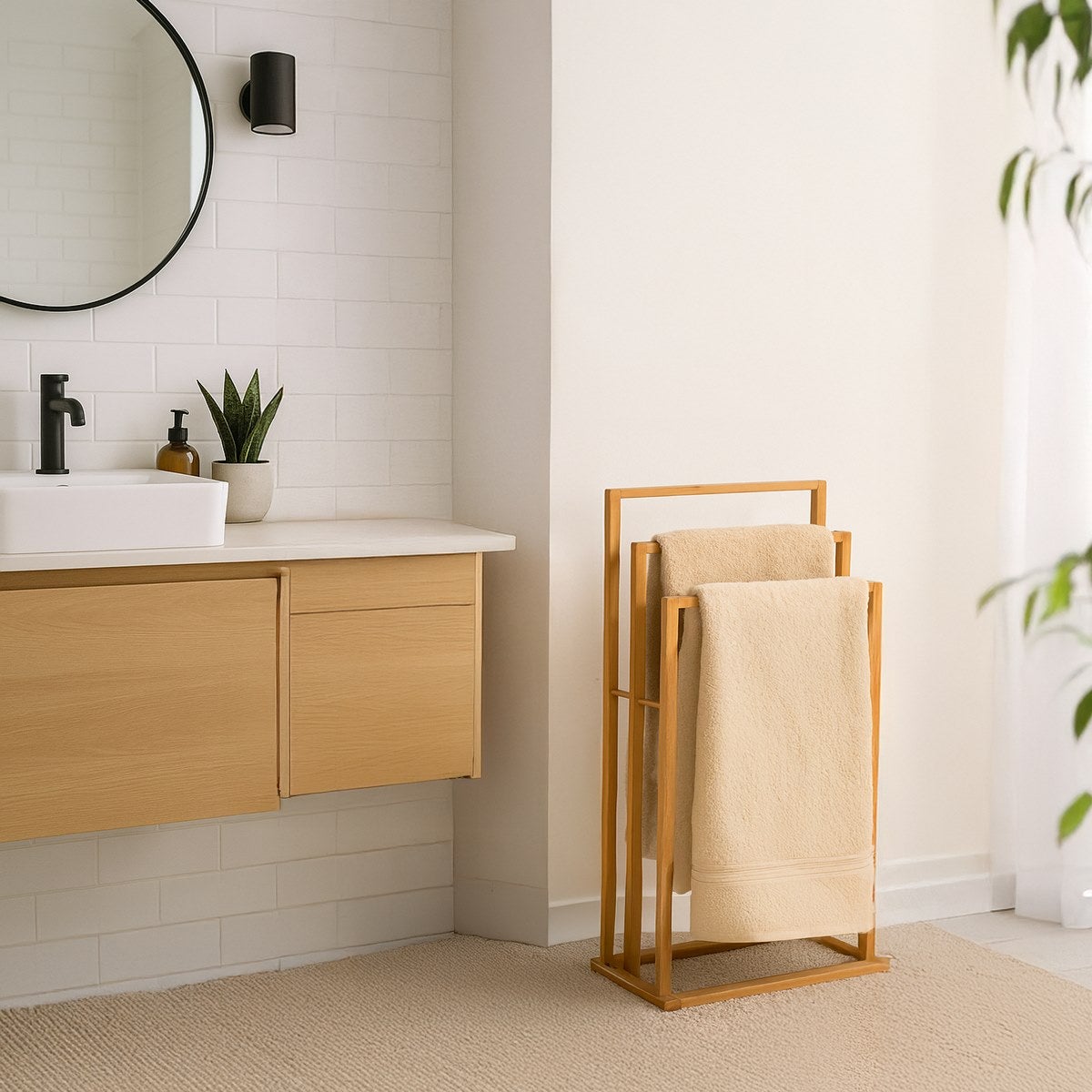 Toallero de bambú natural