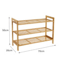 Zapatero de bambú marrón con 3 baldas