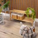 Zapatero de madera de abeto natural claro con 2 estantes