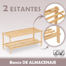 Zapatero de madera de abeto natural claro con 2 estantes