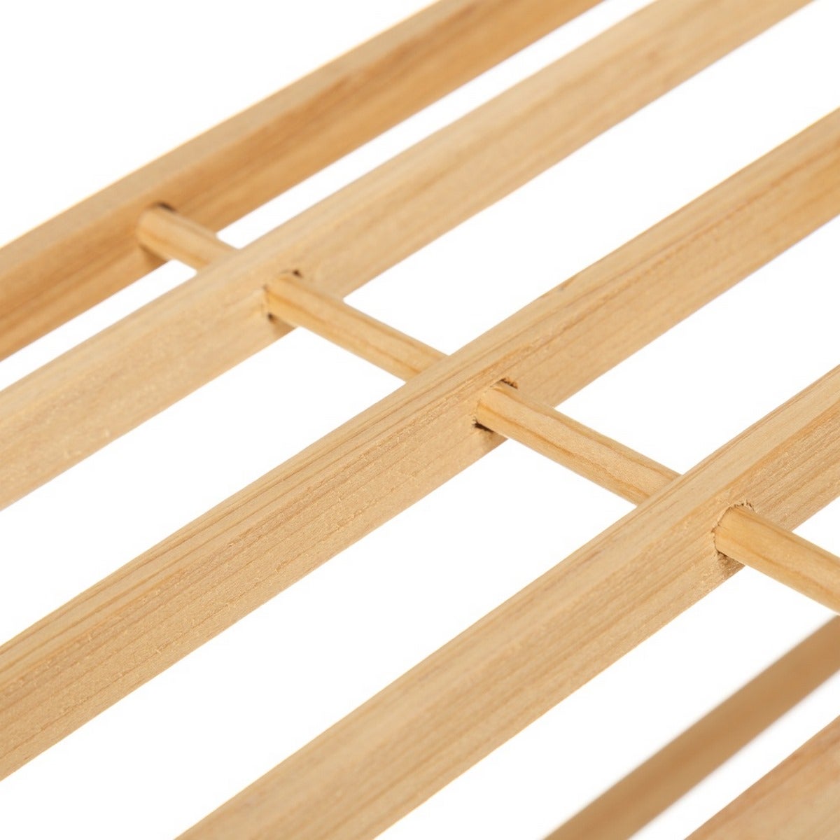 Zapatero de madera de abeto natural claro con 2 estantes