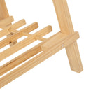 Zapatero de madera de abeto natural claro con 2 estantes