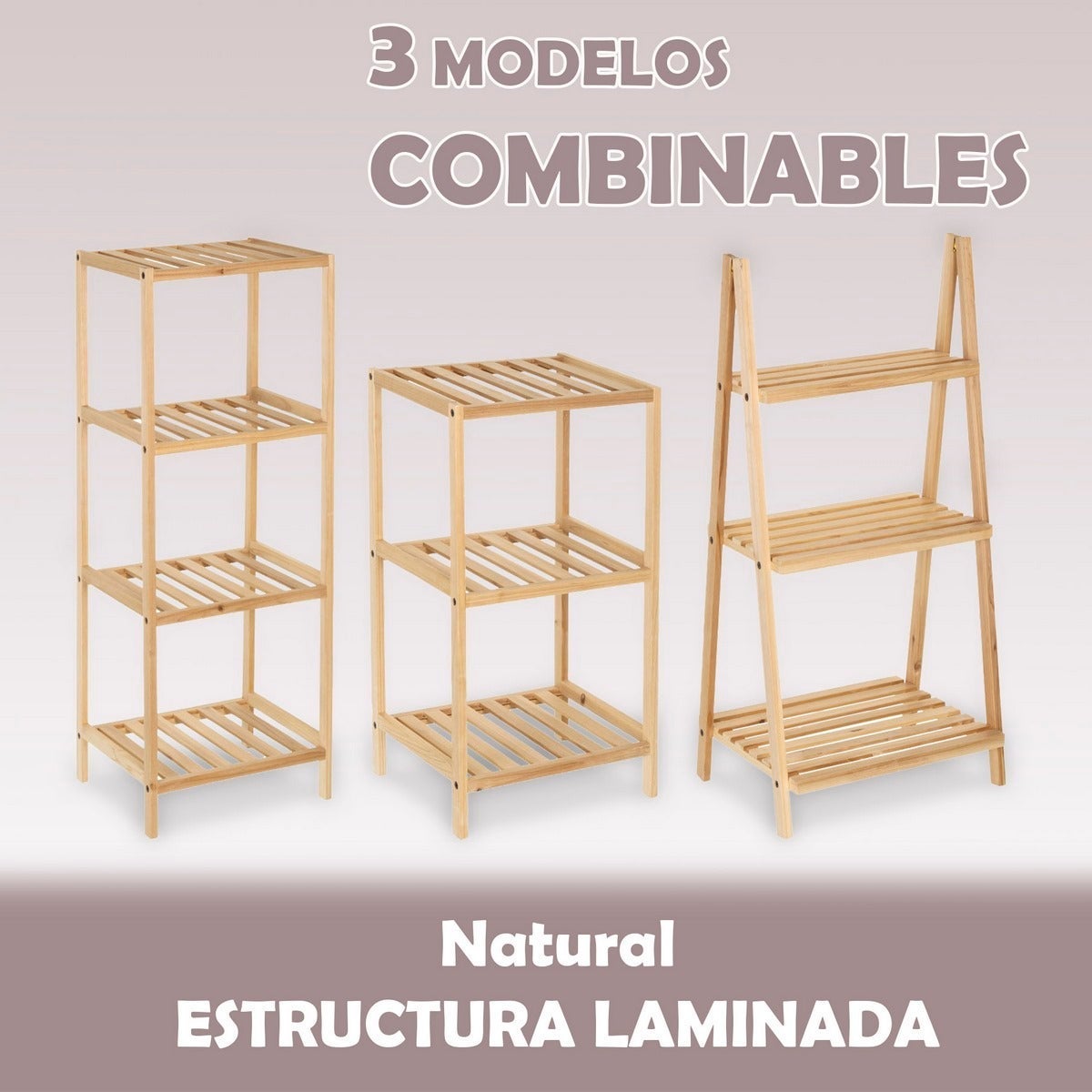 Estantería de madera de abeto de 100 cm