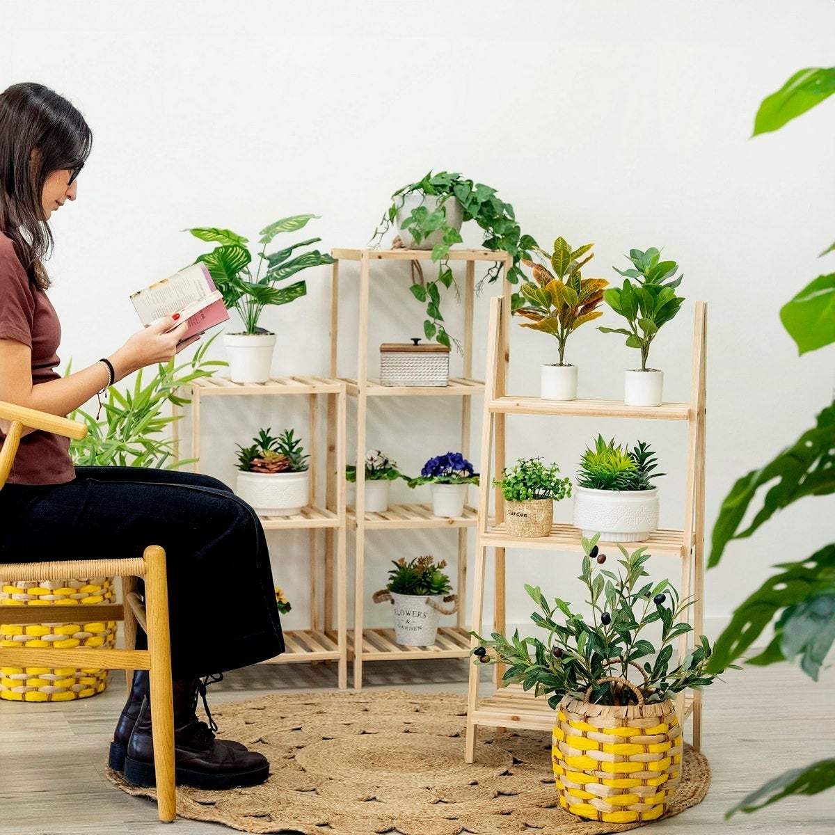 Estantería de madera de abeto de 100 cm