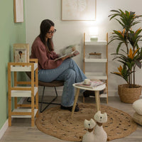 Estantería de bambú blanco y natural