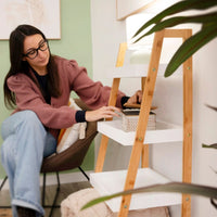 Estantería de bambú blanco y natural