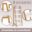 Estantería de bambú blanco y natural