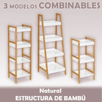 Estantería de bambú blanco y natural