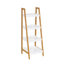 Estantería de bambú blanco y natural