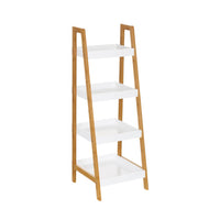 Estantería de bambú blanco y natural