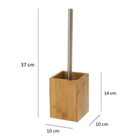 Escobillero cuadrado de bambú natural y acero inoxidable