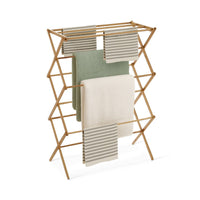 Toallero tendedero plegable de madera de bambú natural