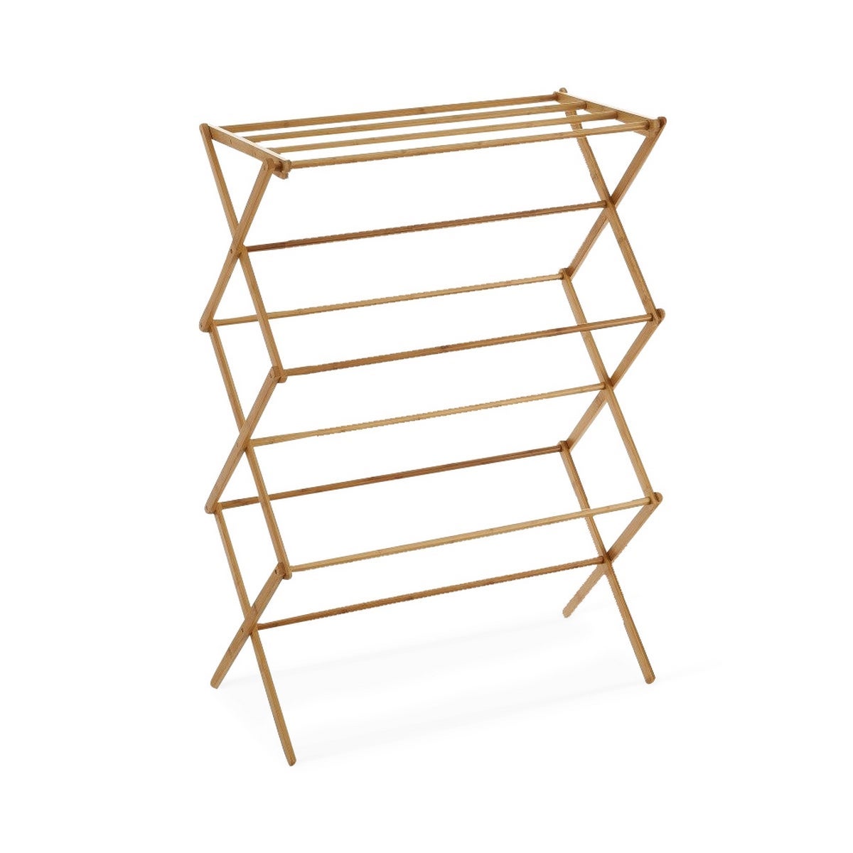 Toallero tendedero plegable de bambú natural de 74x36x105 cm