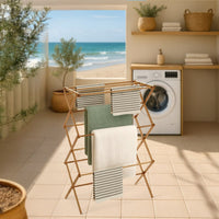 Toallero tendedero plegable de madera de bambú natural