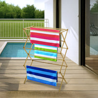 Toallero tendedero plegable de madera de bambú natural