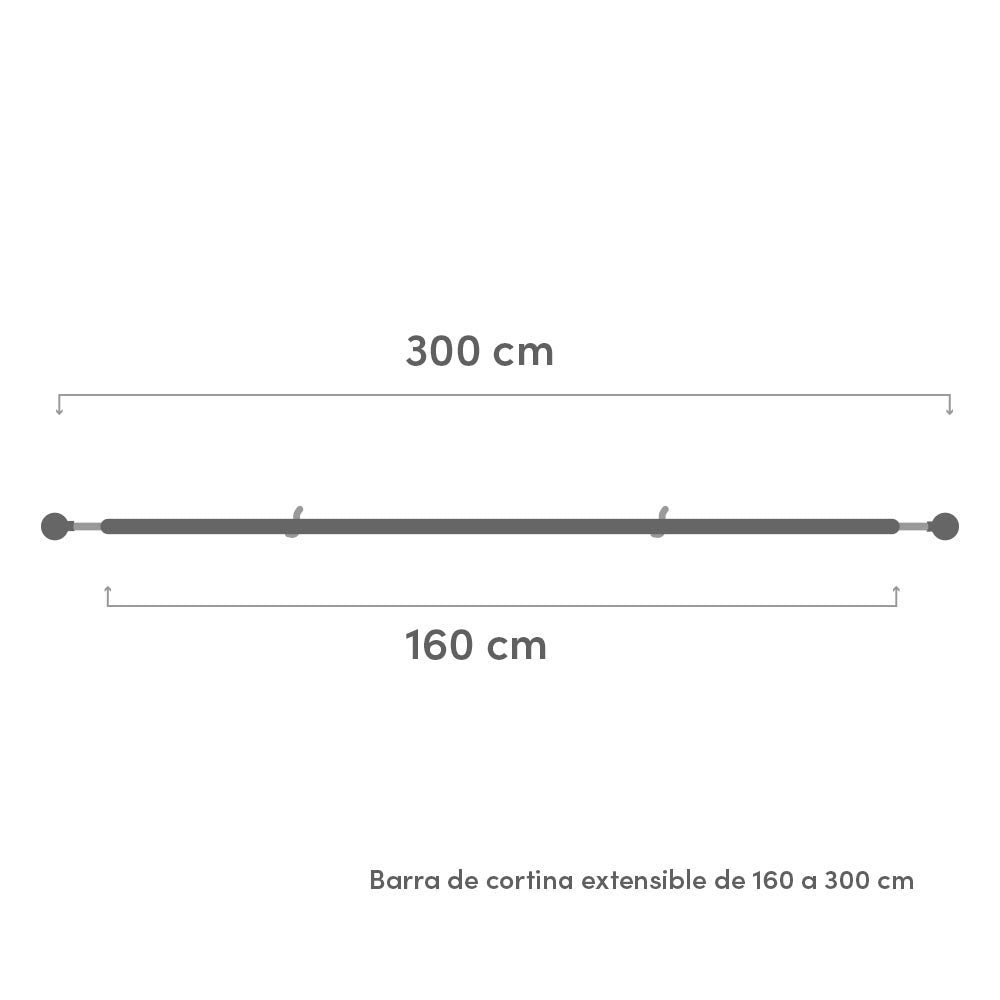 Barra cortina extensible blanca de 160 a 300 cm