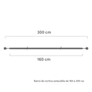 Barra cortina extensible blanca de 160 a 300 cm