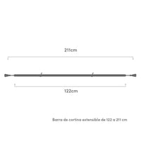 Barra cortina extensible de 122 a 211 cm