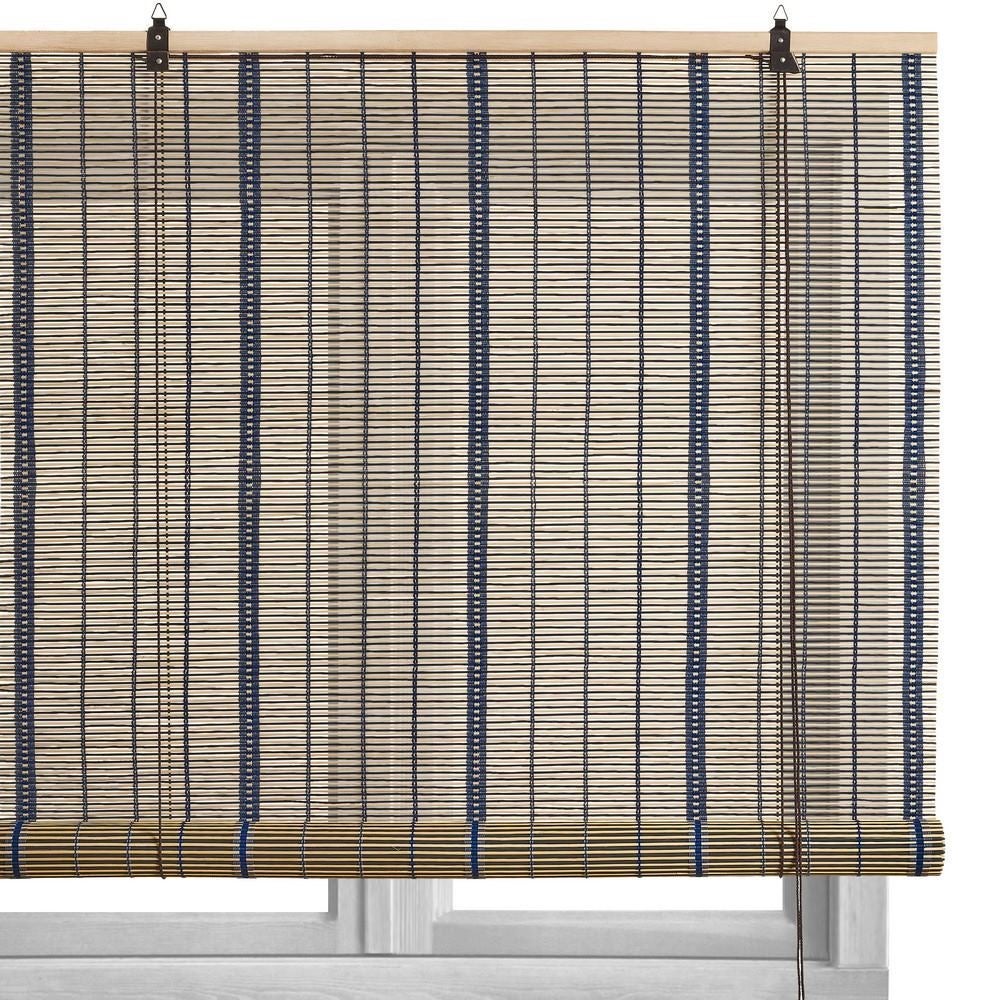 Estor enrollable de láminas azul de bambú de 140x180 cm