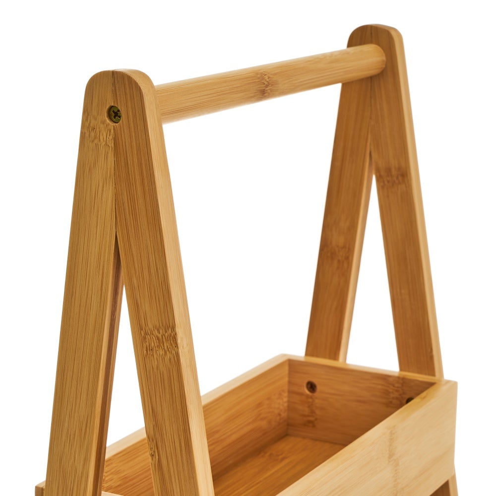 Estantería escalera de 3 bandejas de bambú natural de 30x25x78 cm
