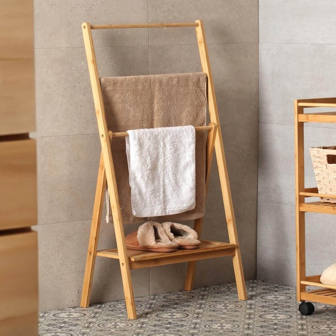 Toallero de 1 estante de bambú natural