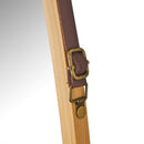 Espejo ovalado con correa de piel de bambú natural de 43x77 cm