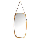 Espejo ovalado con correa de piel de bambú natural de 43x77 cm