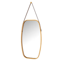 Espejo ovalado con correa de piel de bambú natural de 43x77 cm