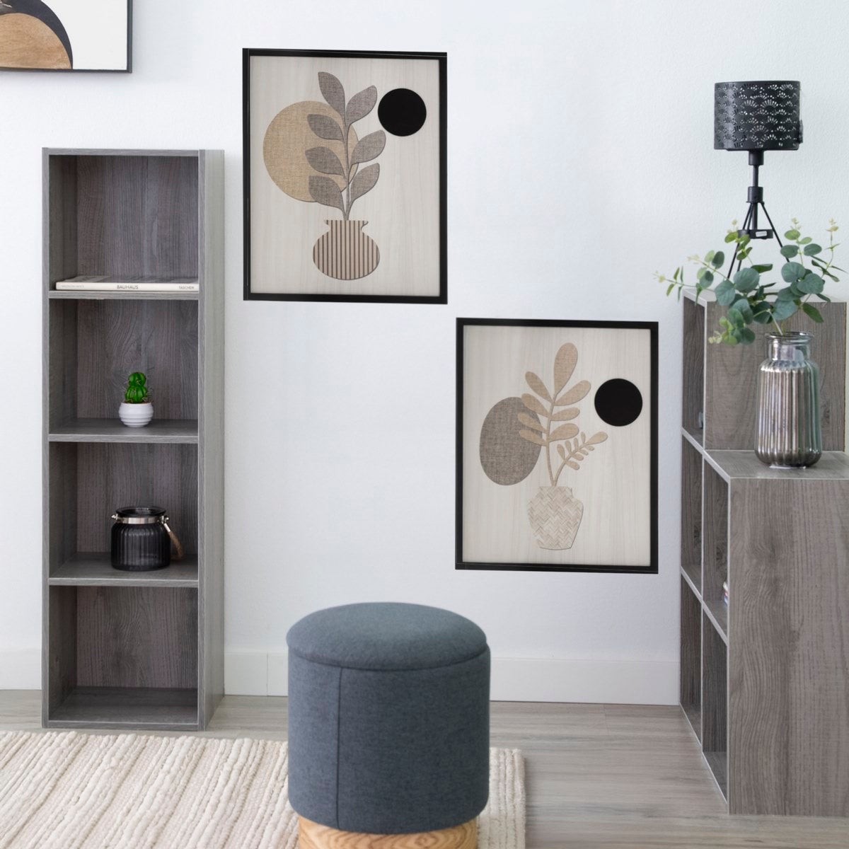 Estantería cubo con 3 estantes gris