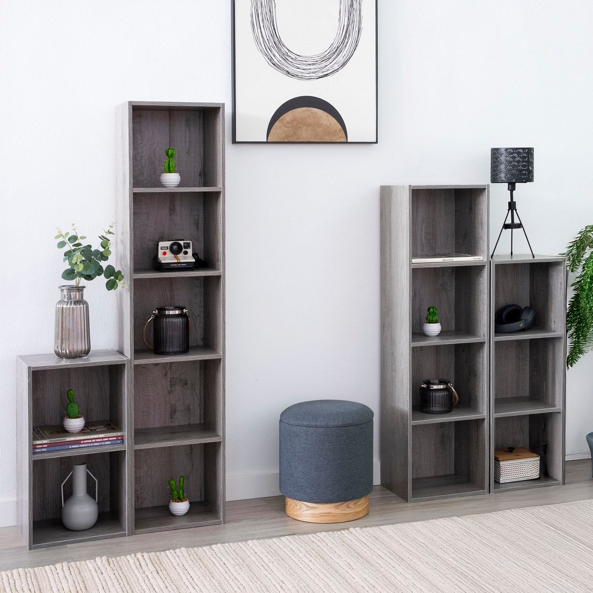 Estantería cubo con 3 estantes gris