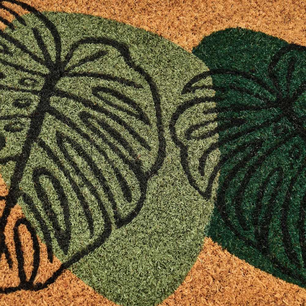 Felpudo antideslizante hojas de fibra de coco natural de 60x40 cm