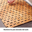 Alfombra de ducha antideslizante de mosaico de bambú natural de 60x42 cm