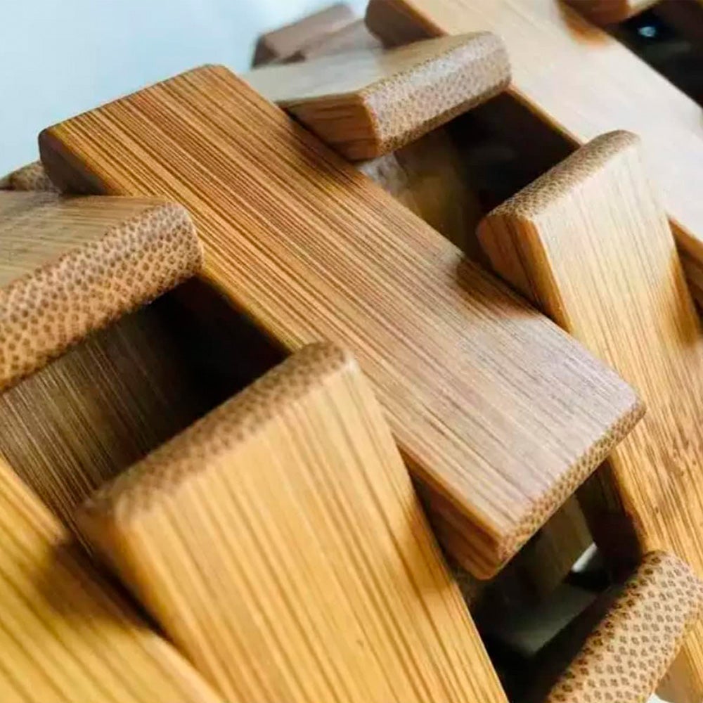 Alfombra de ducha antideslizante de mosaico de bambú natural de 60x42 cm