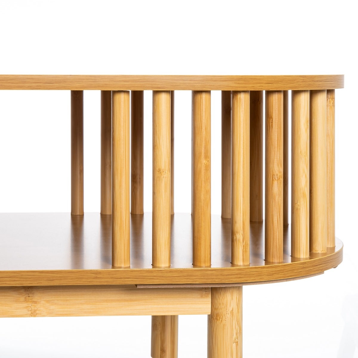 Mesa de centro de bambú natural ovalado