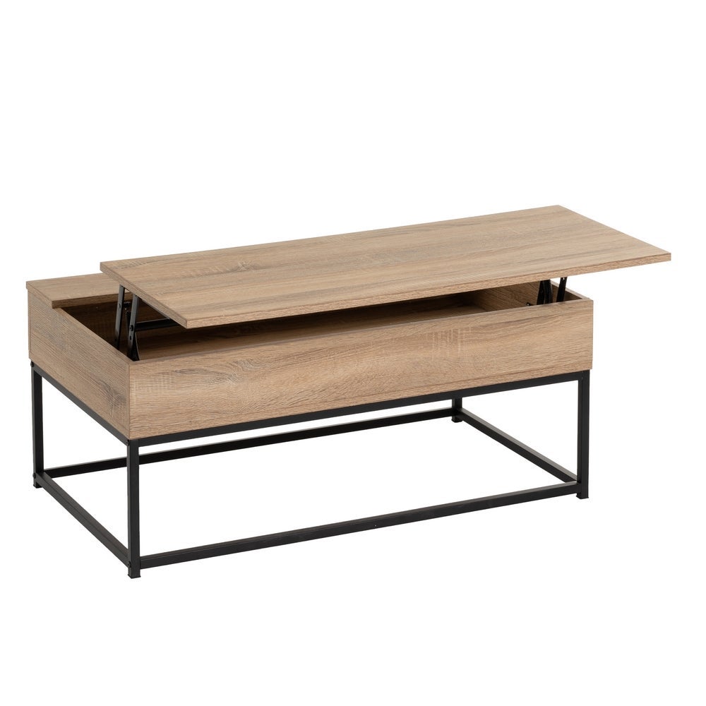 Mesa de centro elevable Urban negra y roble de 100x55x40/53 cm