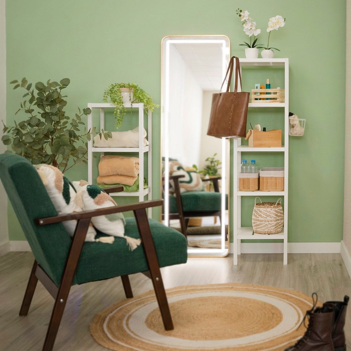 Alfombra redonda de yute natural de 100cm