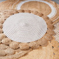 Alfombra de yute de 120 cm blanco y natural