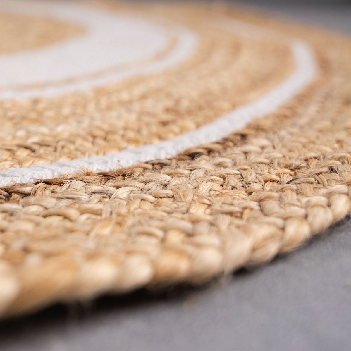 Alfombra de yute de 120 cm blanco y natural