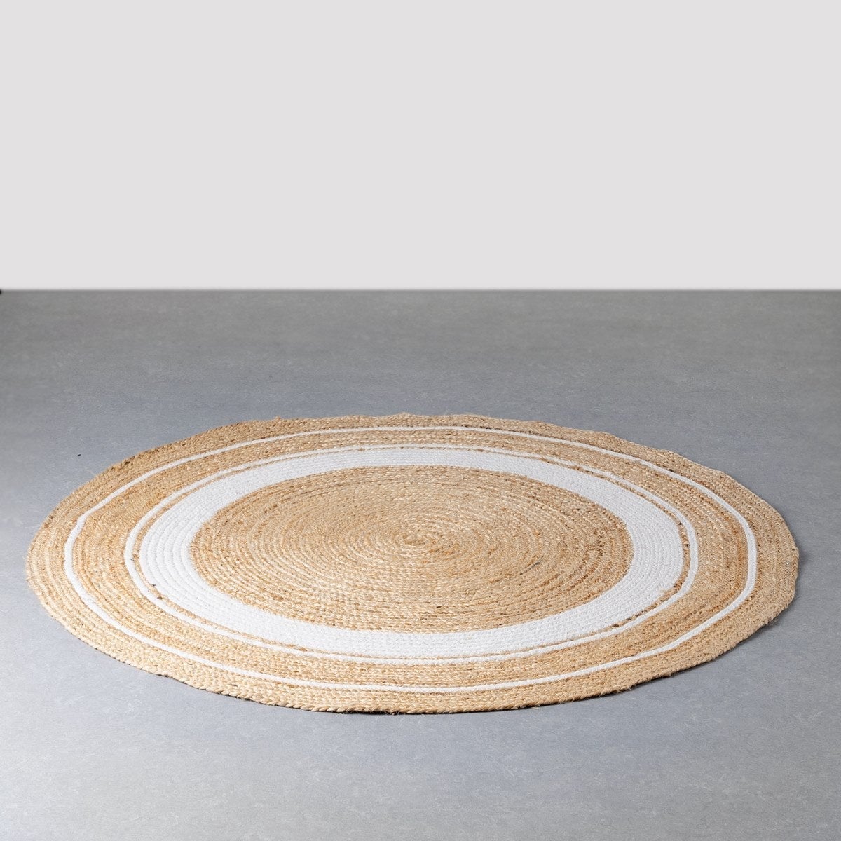 Alfombra de yute de 120 cm blanco y natural