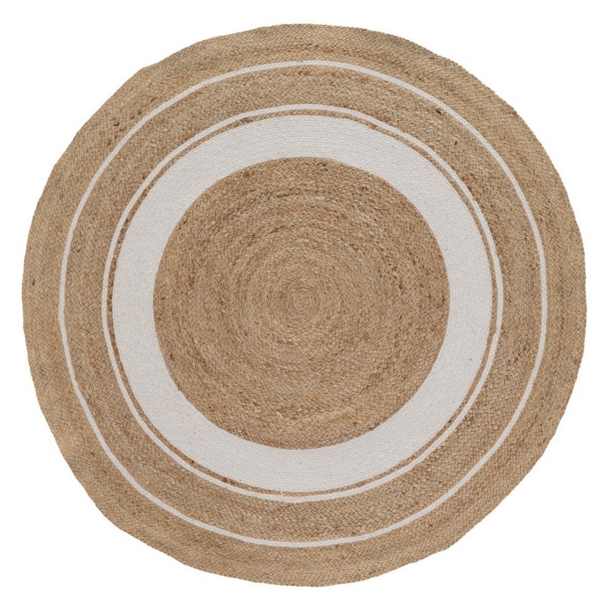 Alfombra de yute de 120 cm blanco y natural
