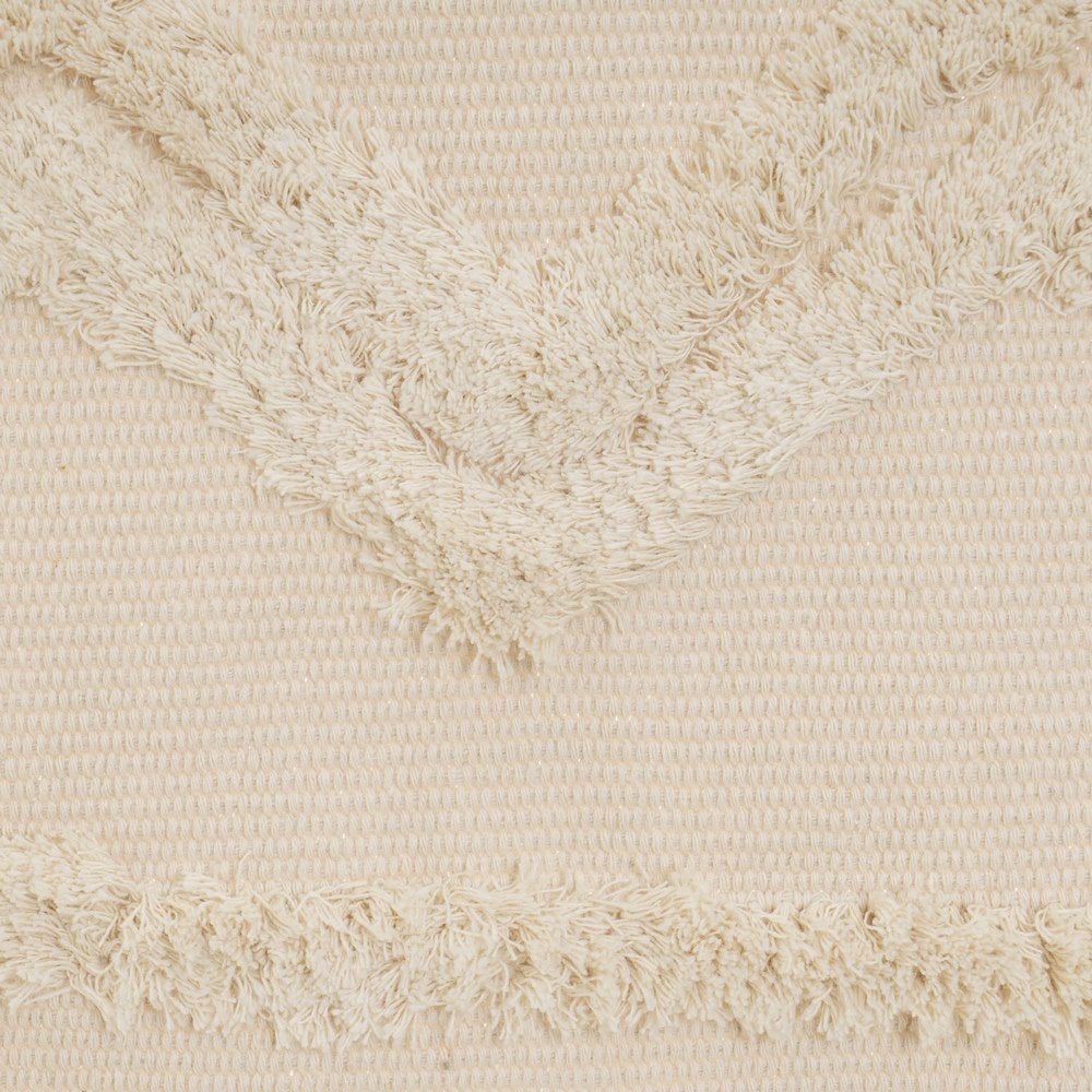 Alfombra flecos de rombos beige de algodón natural y poliéster de 50x80 cm