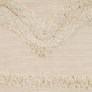 Alfombra flecos de rombos beige de algodón natural y poliéster de 50x80 cm
