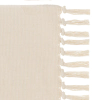 Alfombra flecos de rombos beige de algodón natural y poliéster de 50x80 cm