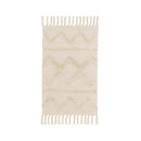 Alfombra flecos de rombos beige de algodón natural y poliéster de 50x80 cm