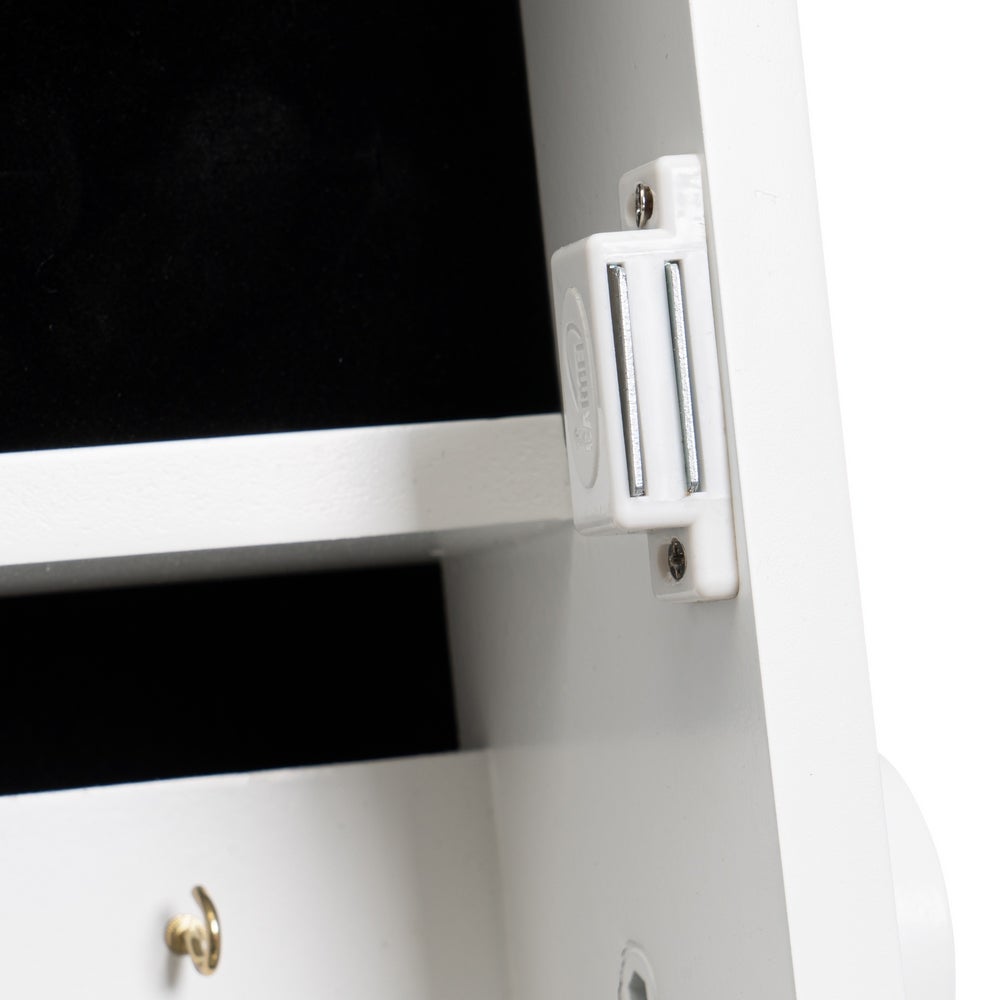 Joyero blanco de madera con espejo