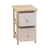 Cajonera de madera de paulonia con 2 cajones tapizados