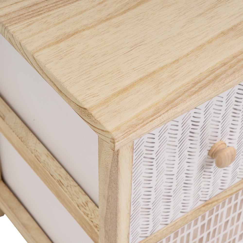 Cajonera de madera de paulonia con 2 cajones tapizados